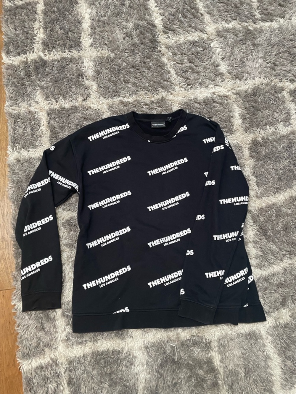 The Hundreds Black Sweatshirt with White Bar Logo All-Over Print